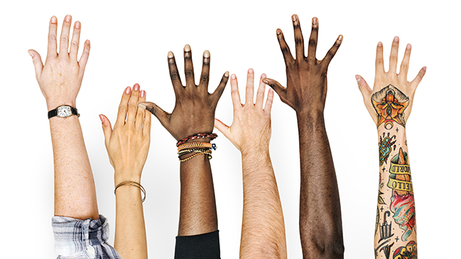 Diversity Hände (verweist auf: Vielfalt im BAFA)